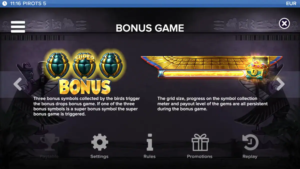 Bonus en Super Bonus game in Pirots 5