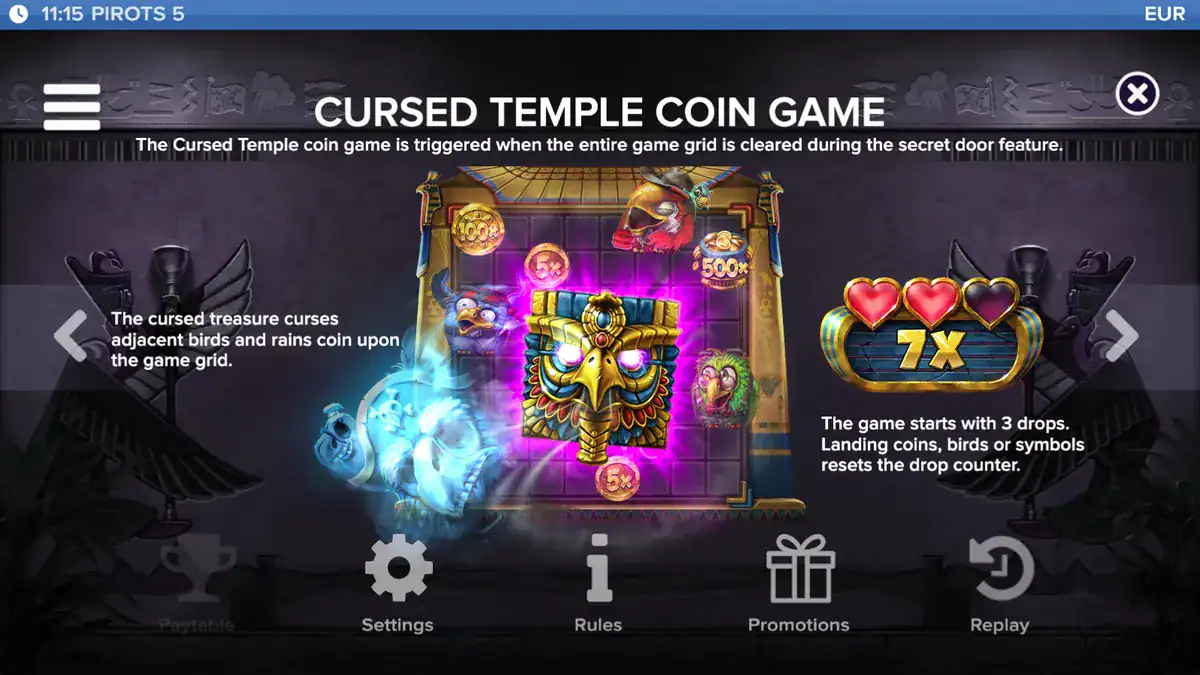 Cursed Temple coin game in Pirots 5